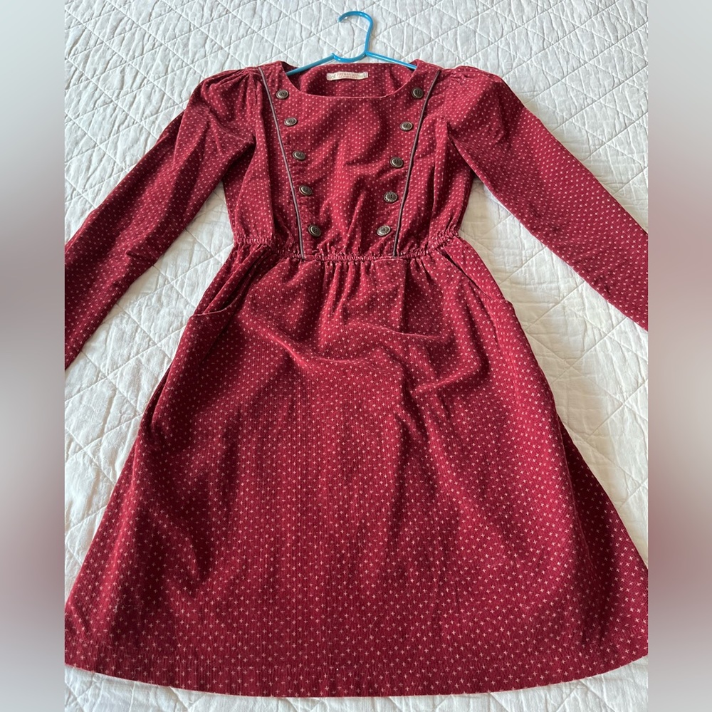 Burgundy Corduroy Vintage Dress